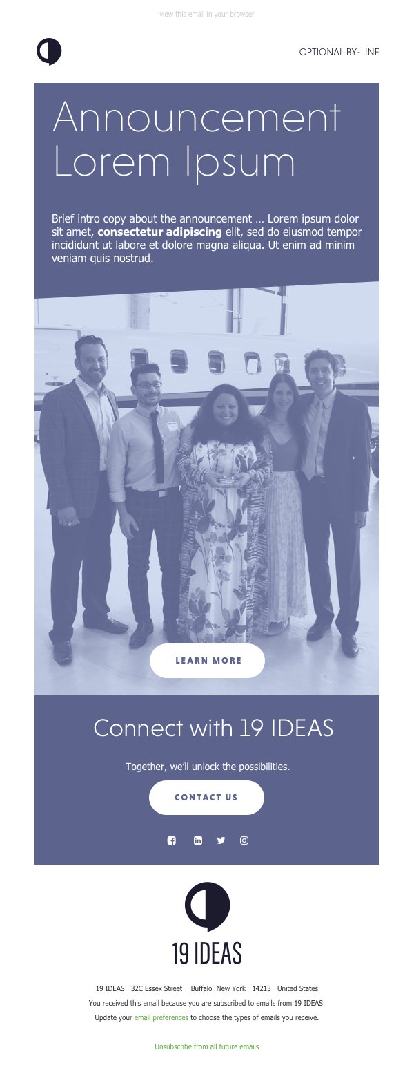 19 IDEAS email announcement