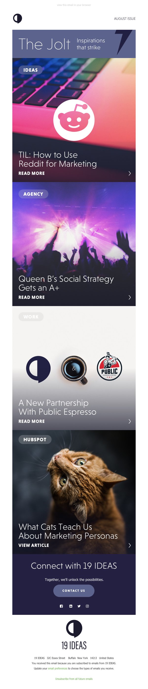 19 IDEAS email newsletter