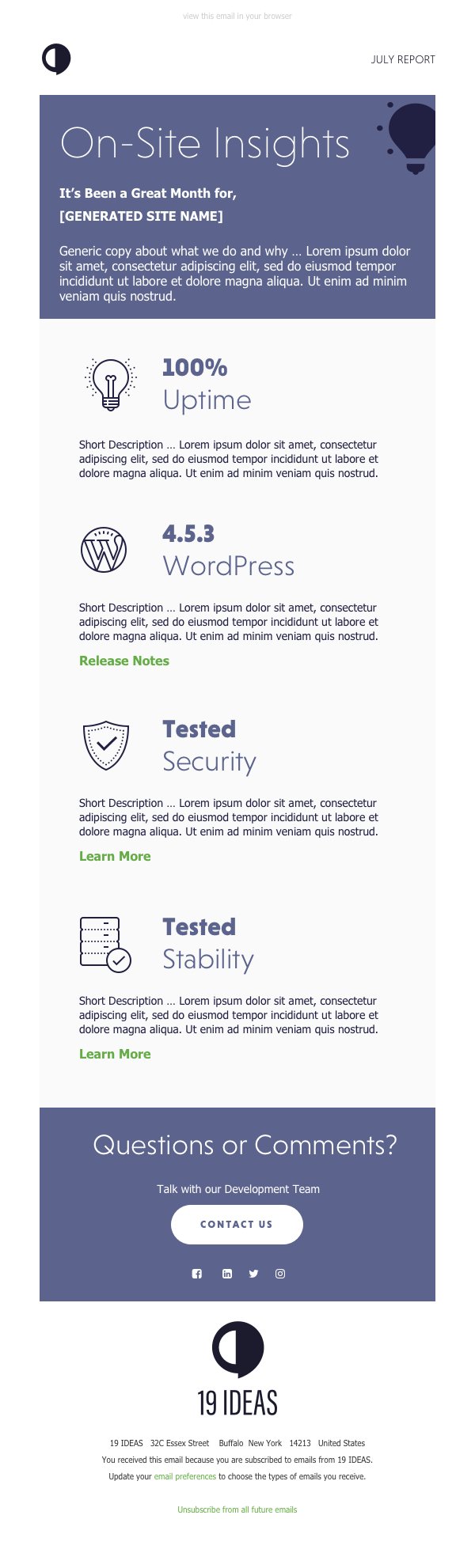 19 IDEAS reporting email