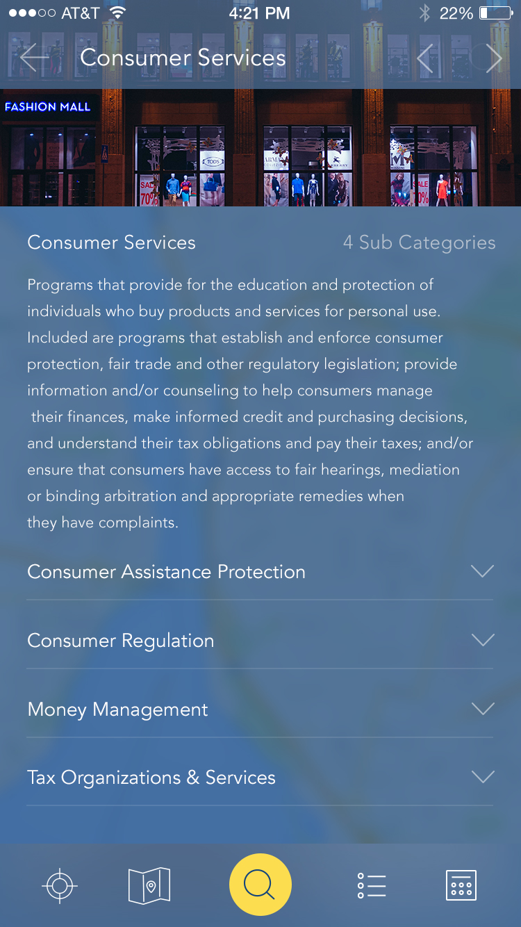 Arounja category view with a list of services