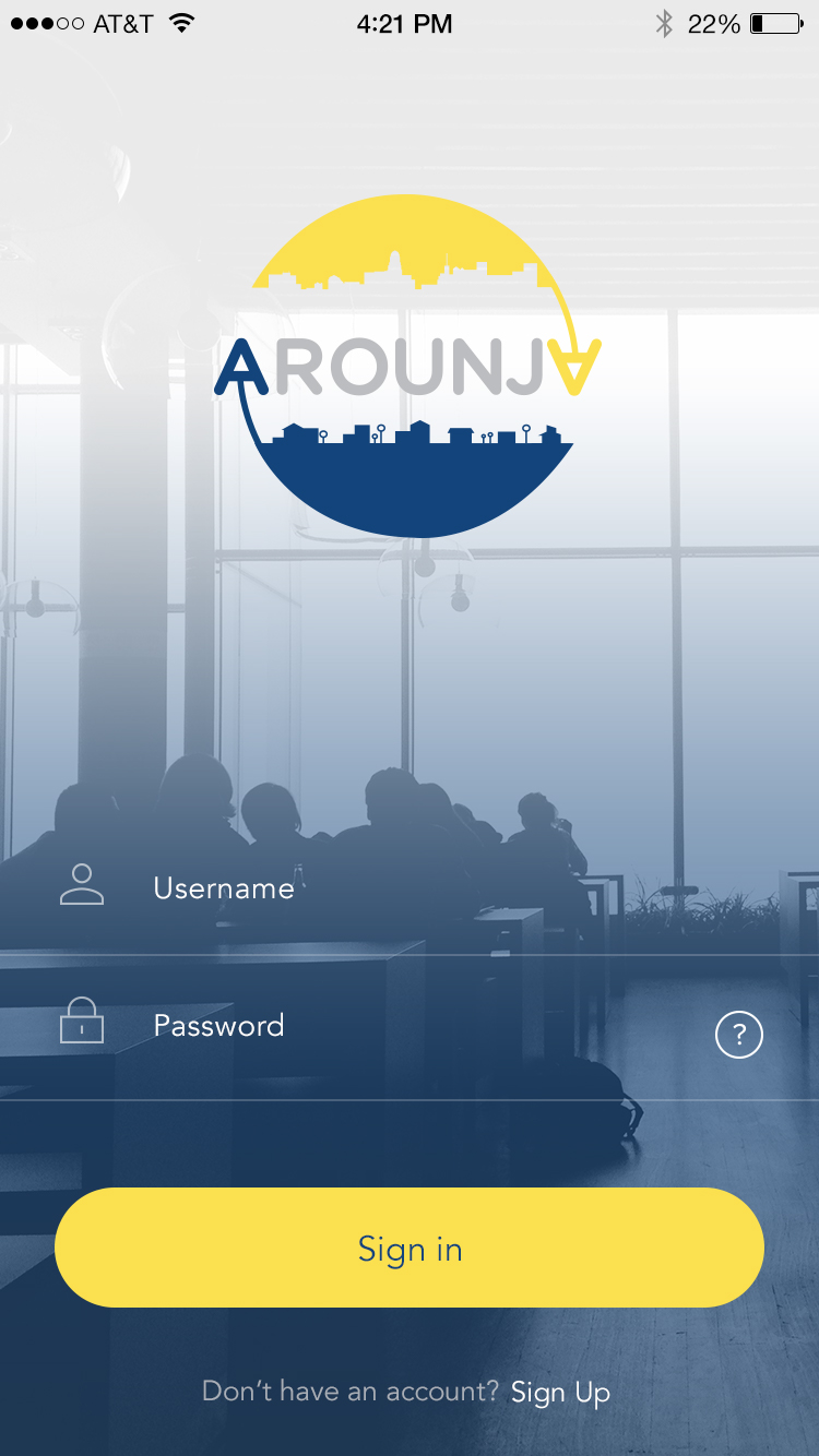 Arounja login screen