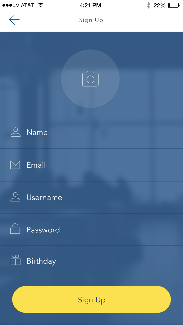 Arounja sign-up screen