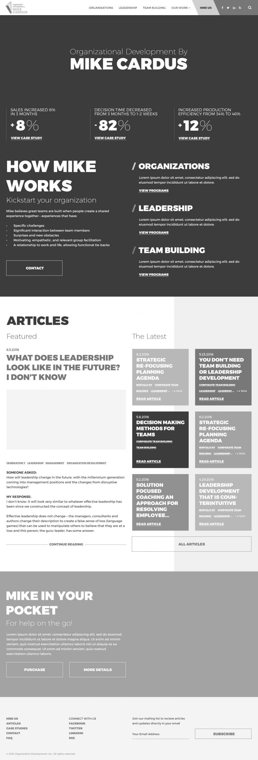 Mike Cardus homepage wireframes