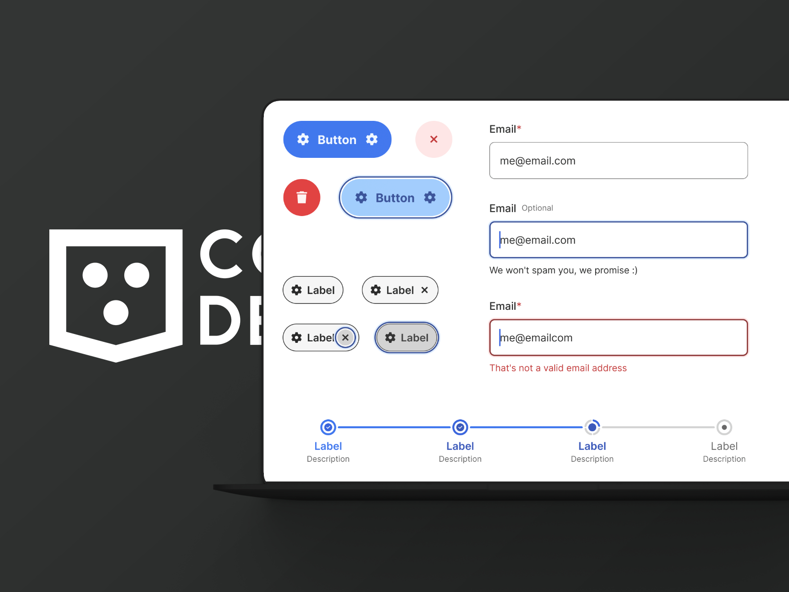 Enterprise design systems and process management case study featured image featuring the Coderre Design logo and device mockups.