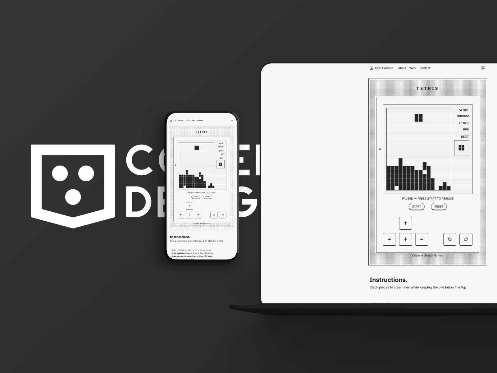 Tetris project featured image showing the game on a device mockup.