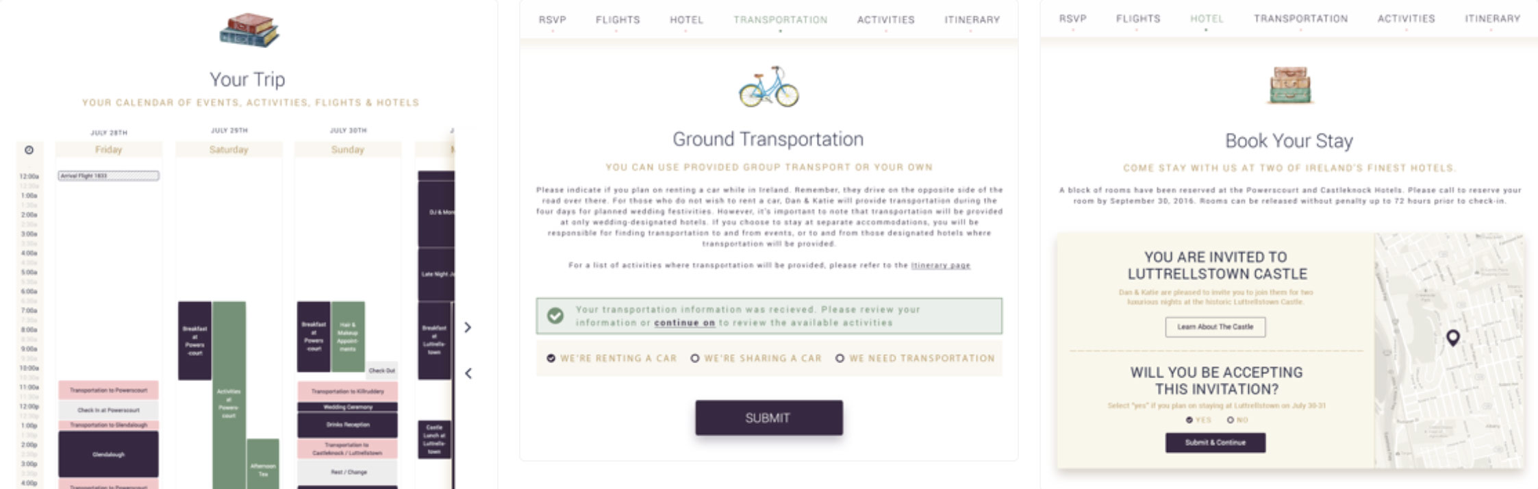DanandKat.ie illustrated story and layout variations
