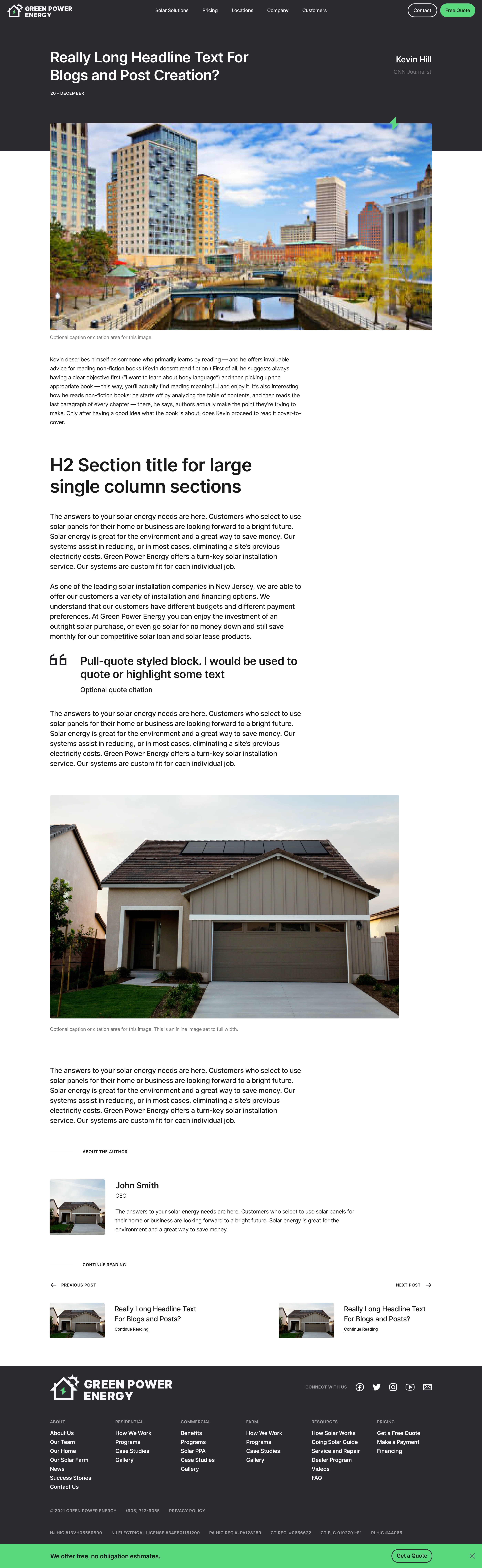 Green Power Energy blog post layout