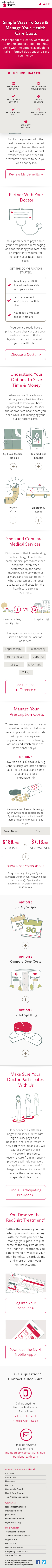 Independent Health Simple Ways To Save landing page on mobile