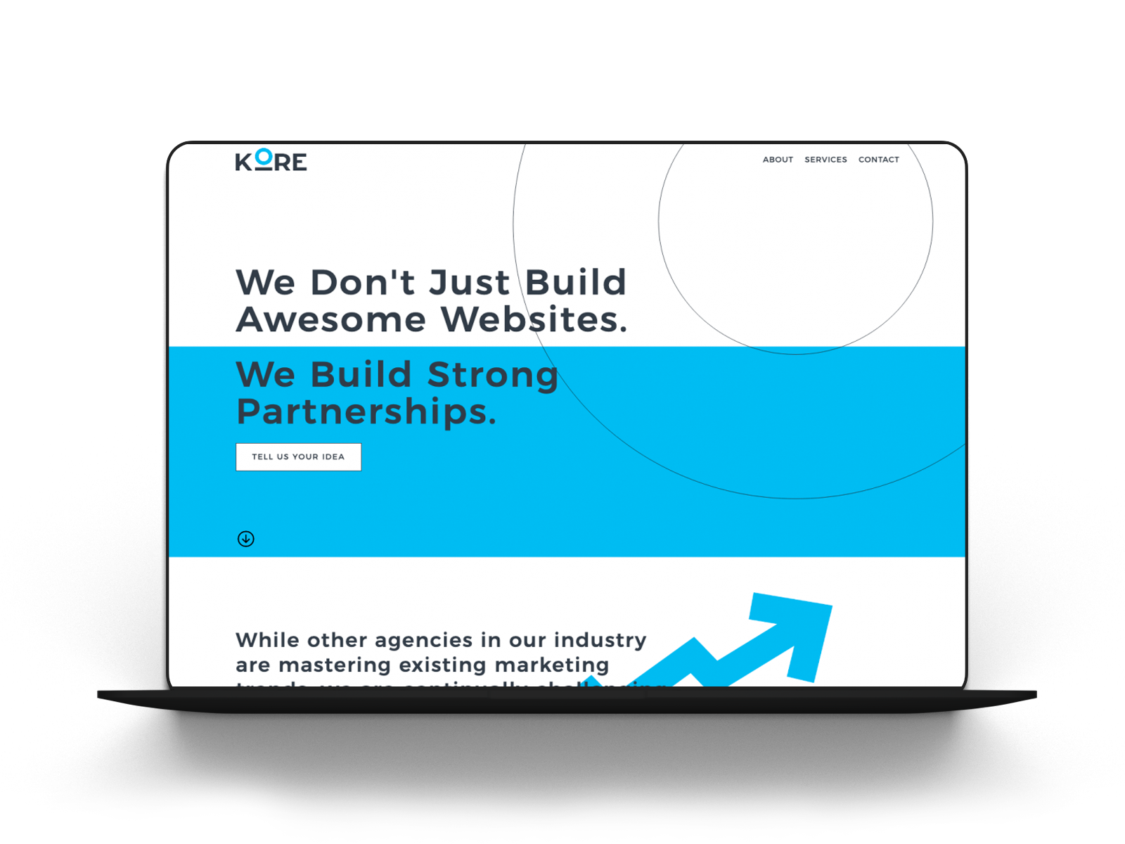 Kore Marketing Agency homepage on a device