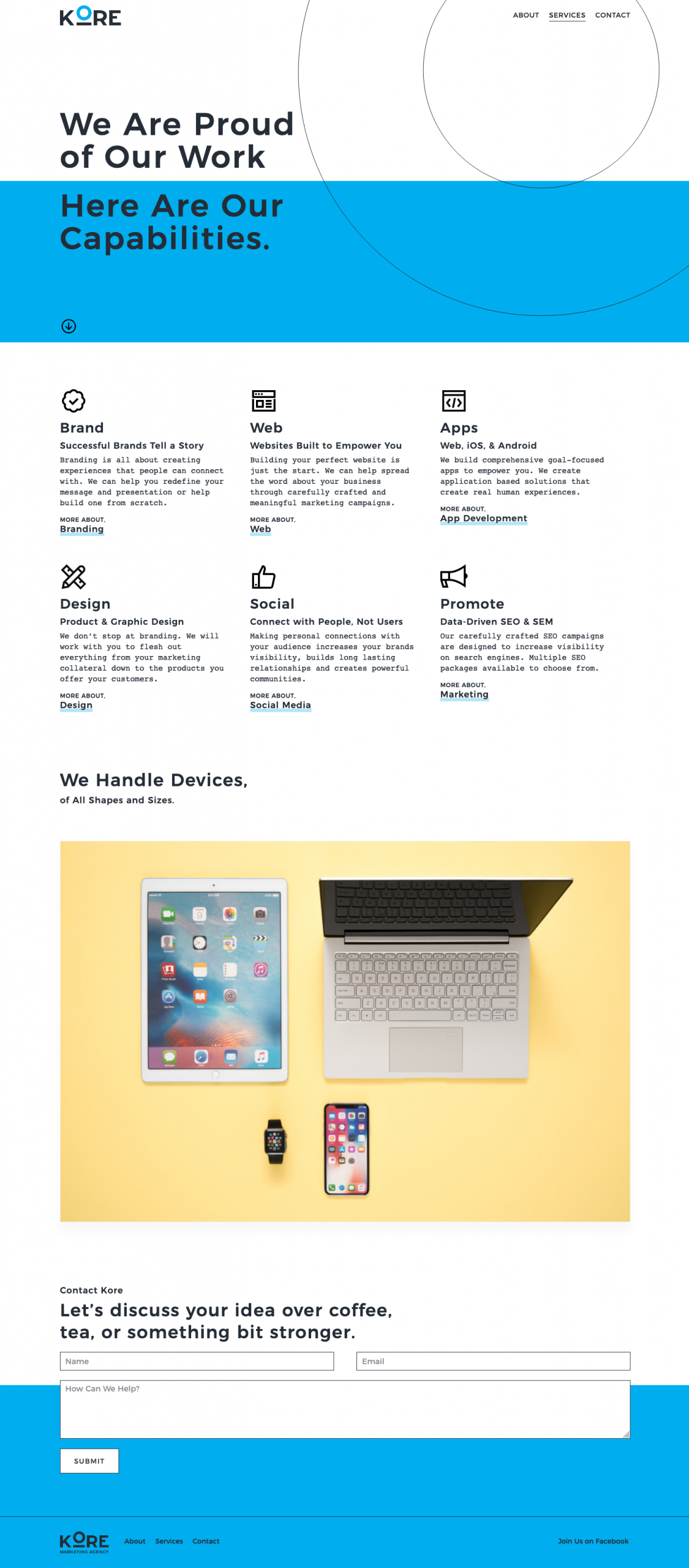 Kore Marketing Agency services page