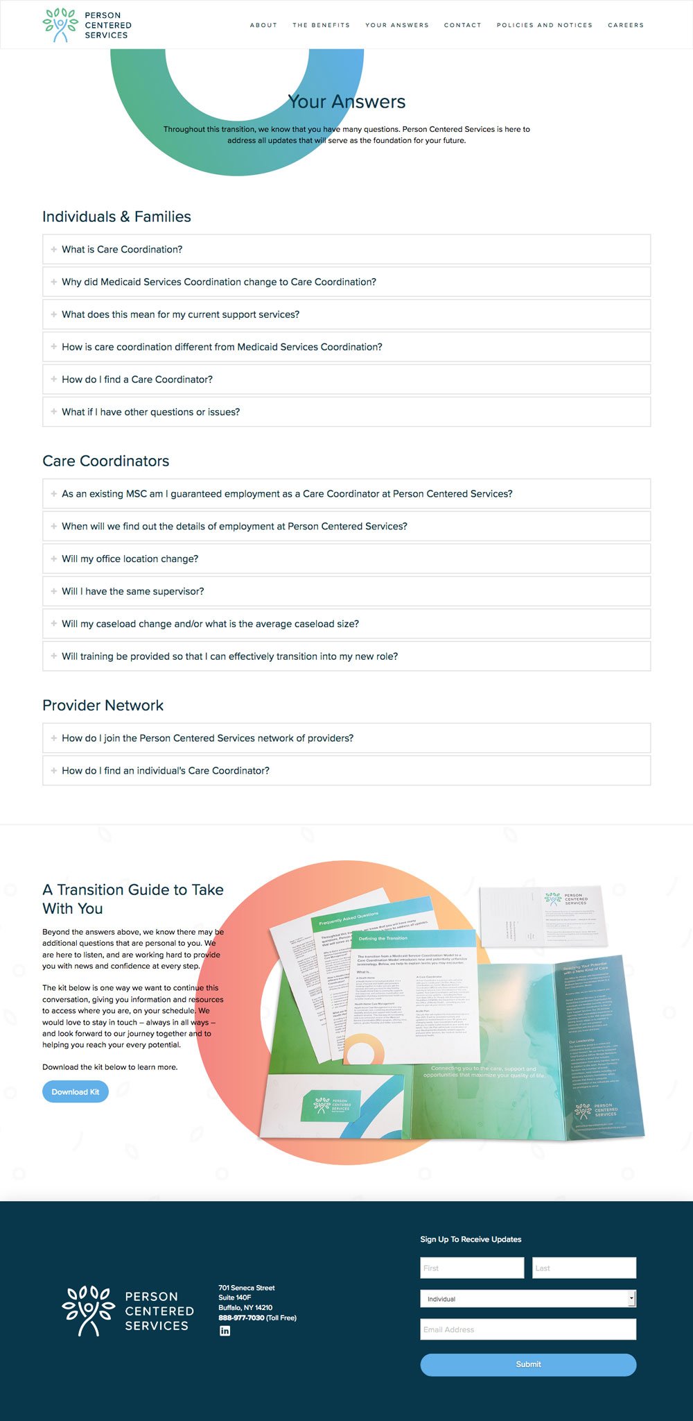 Person Centered Services FAQ page