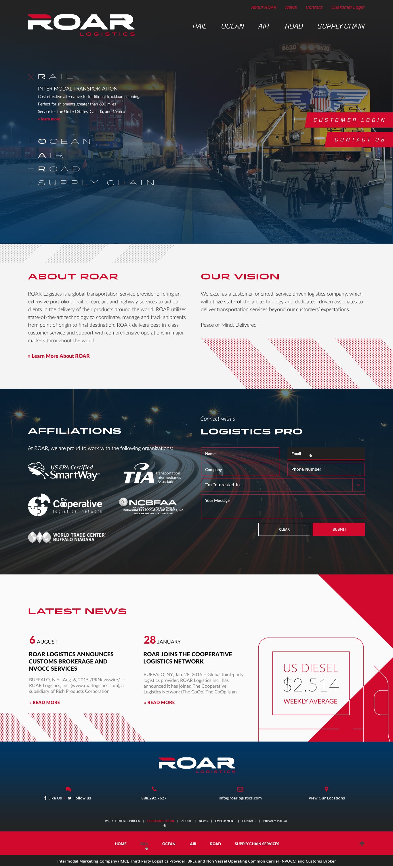 ROAR Logistics homepage