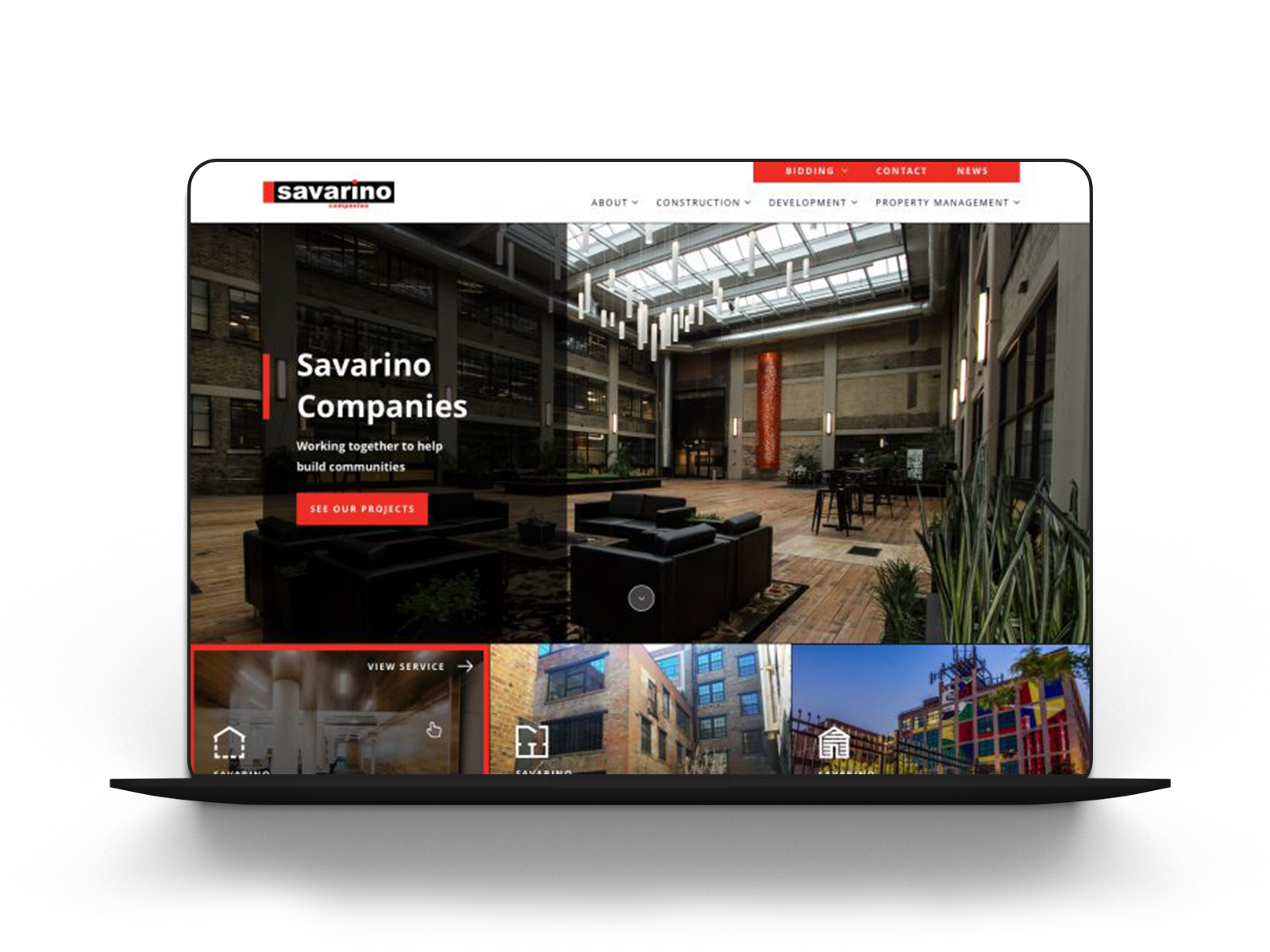 Savarino homepage on a device