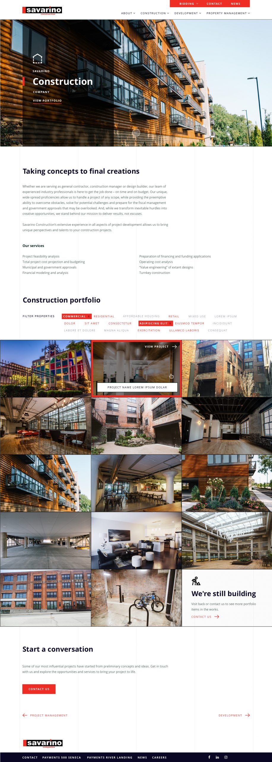 Savarino construction page