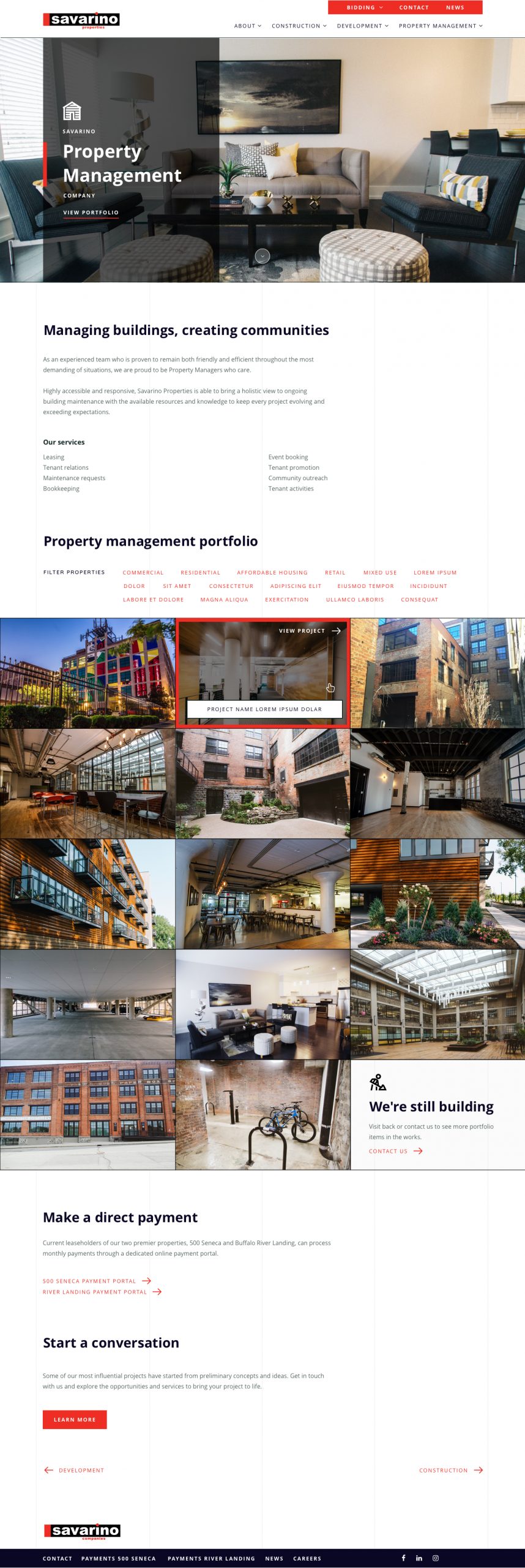 Savarino property management page