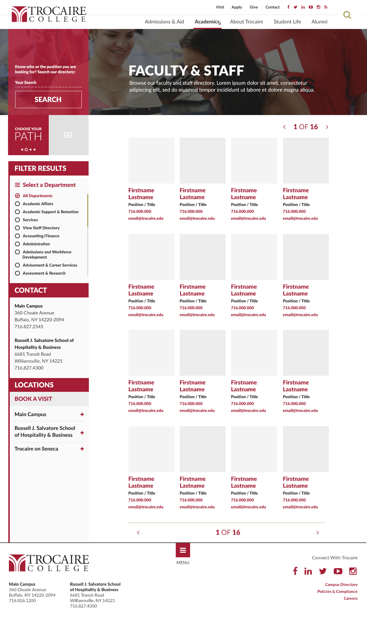 Trocaire College faculty and staff directory