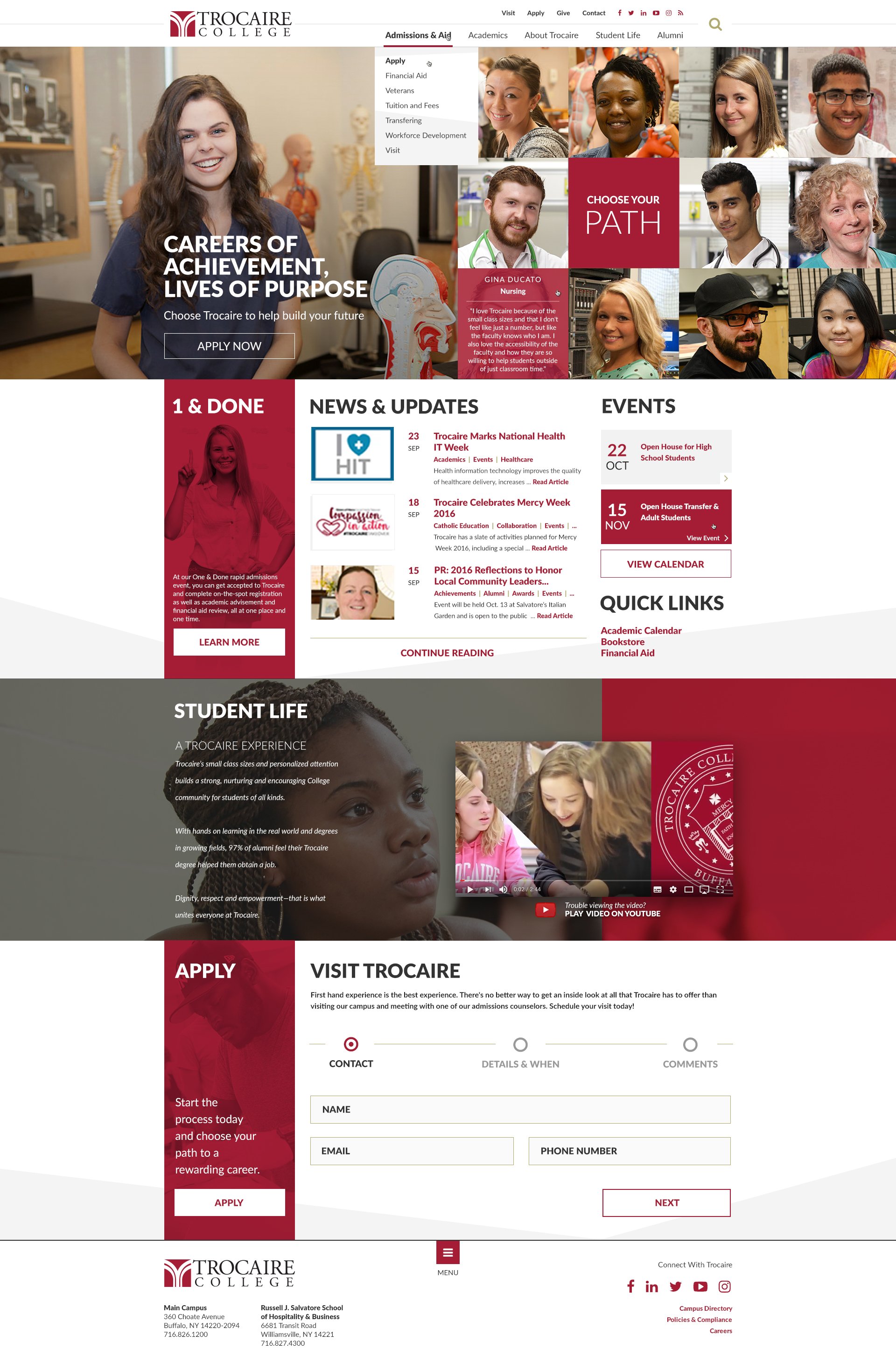 Trocaire College homepage