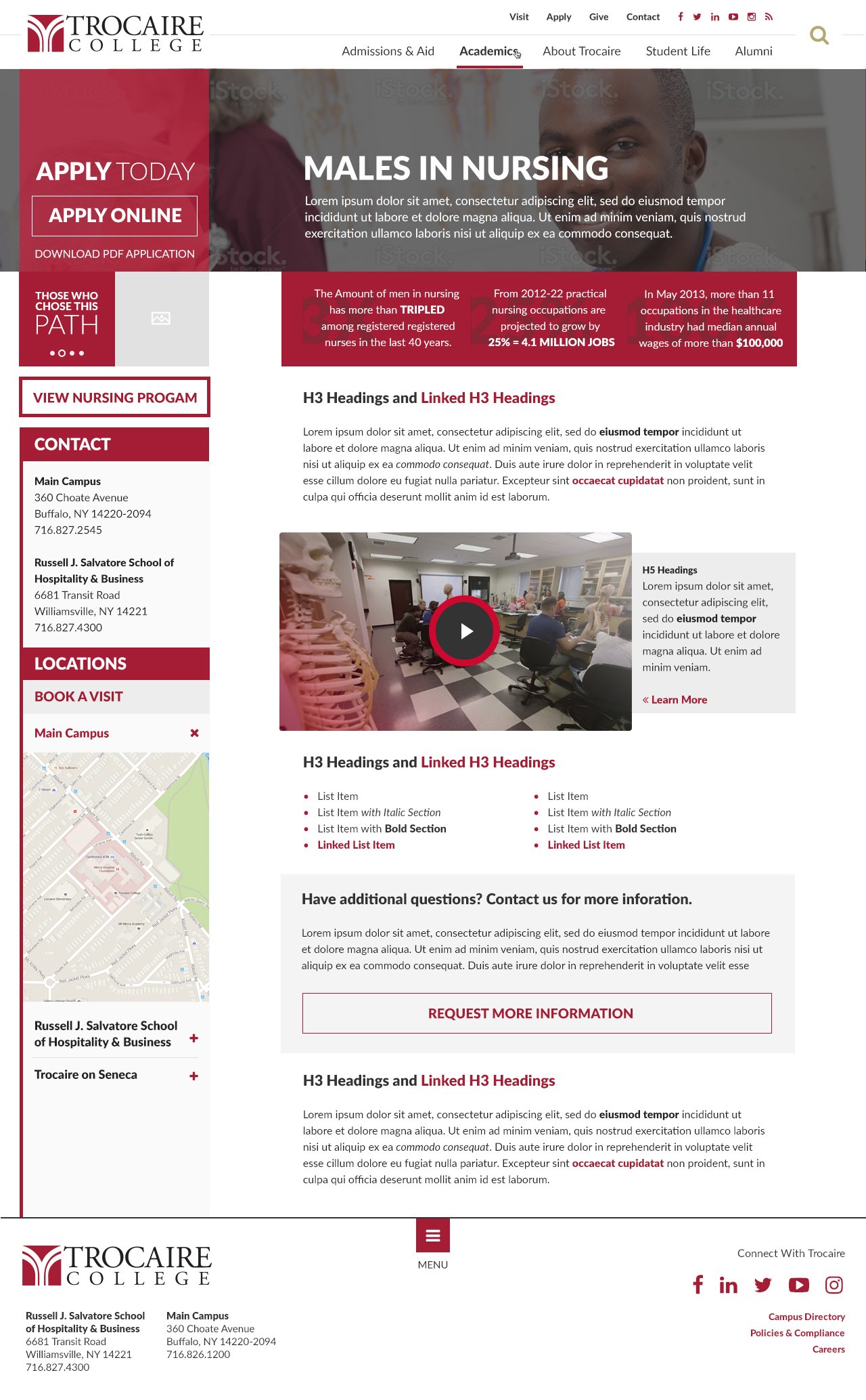 Trocaire College program promo page