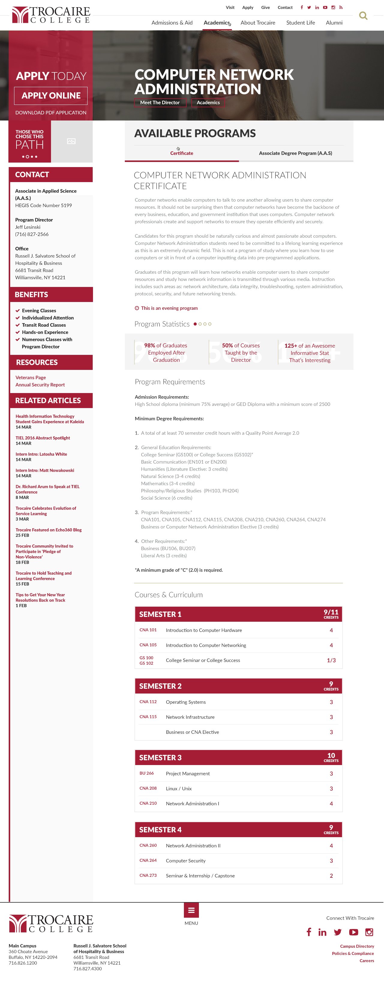 Trocaire College program page