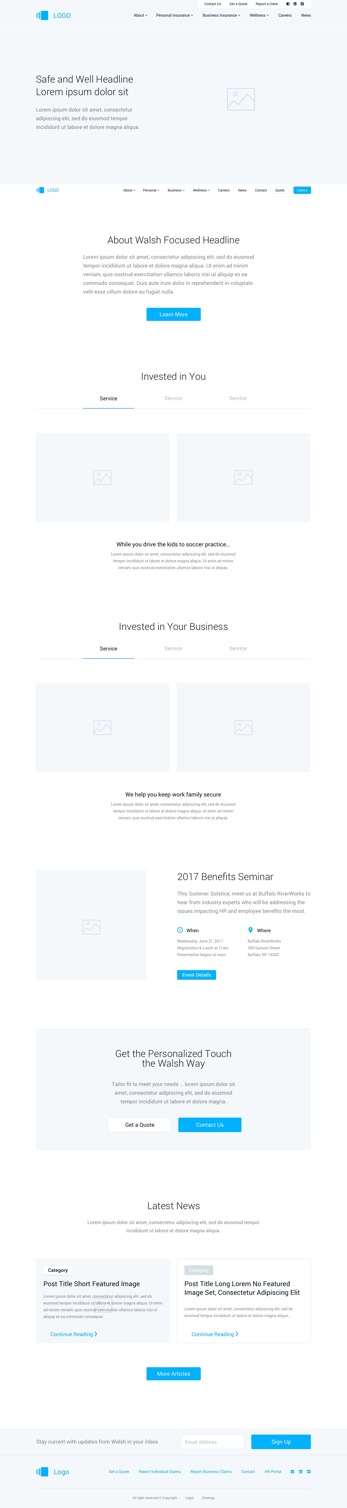 Walsh Duffield homepage wireframe