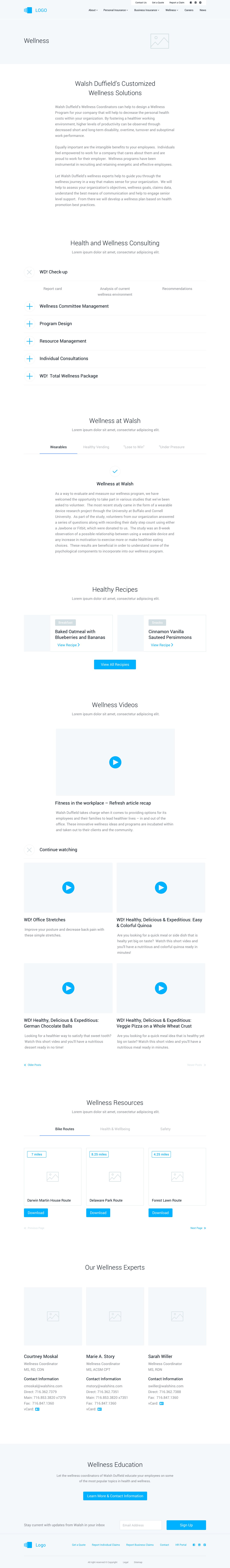 Walsh Duffield wellness wireframe